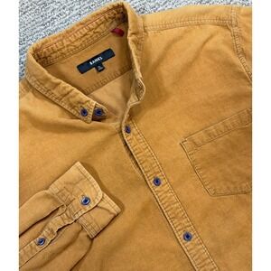 BANKS JOURNAL Mens Button Up Lightweight Corduroy Shirt Light Brown Cotton